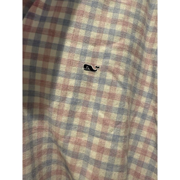 Vineyard Vines XL Whale Shirt Button Down Pink Blue Plaid Long Sleeve Cotton - Picture 2 of 4